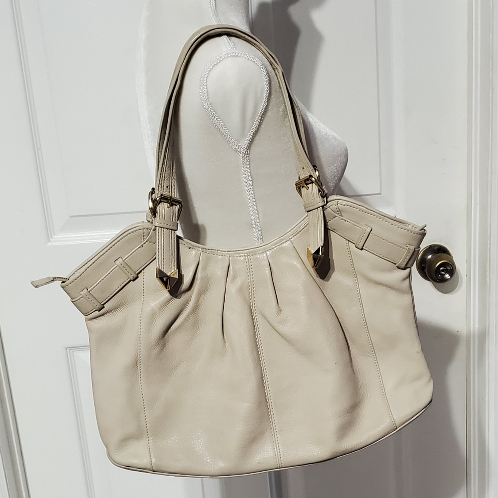 Perlina Cream Color Tote Shoulder Bag